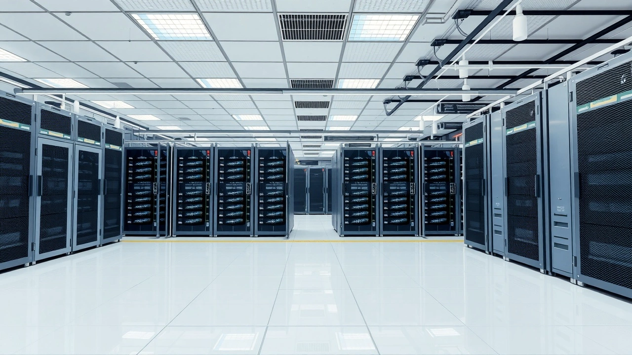 Centre de données français avec serveurs et systèmes de refroidissement