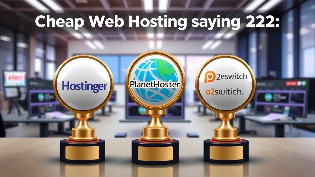 Image illustrant la comparaison des hébergeurs web pas chers de 2025 avec Hostinger, PlanetHoster et o2switch en tête, et LWS recommandé.