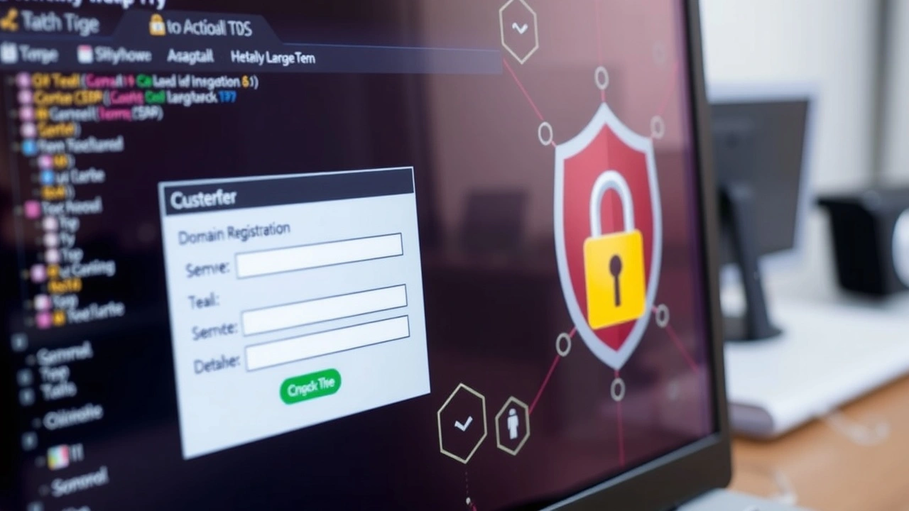 ecran dordinateur avec formulaires et icones de cyberscurit