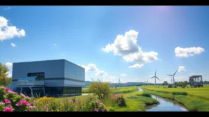 Un paysage écologique en France symbolisant l'hébergement web durable.