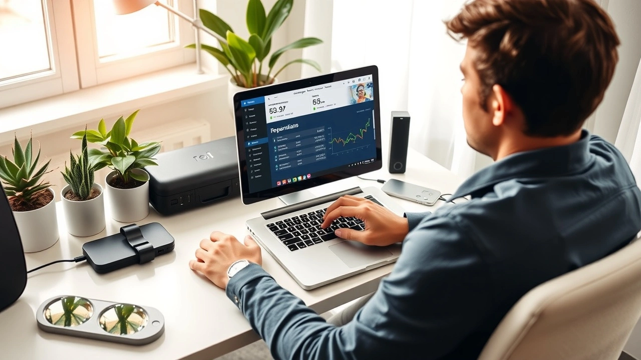 Une personne vérifiant la réputation d'un nom de domaine sur un ordinateur portable.