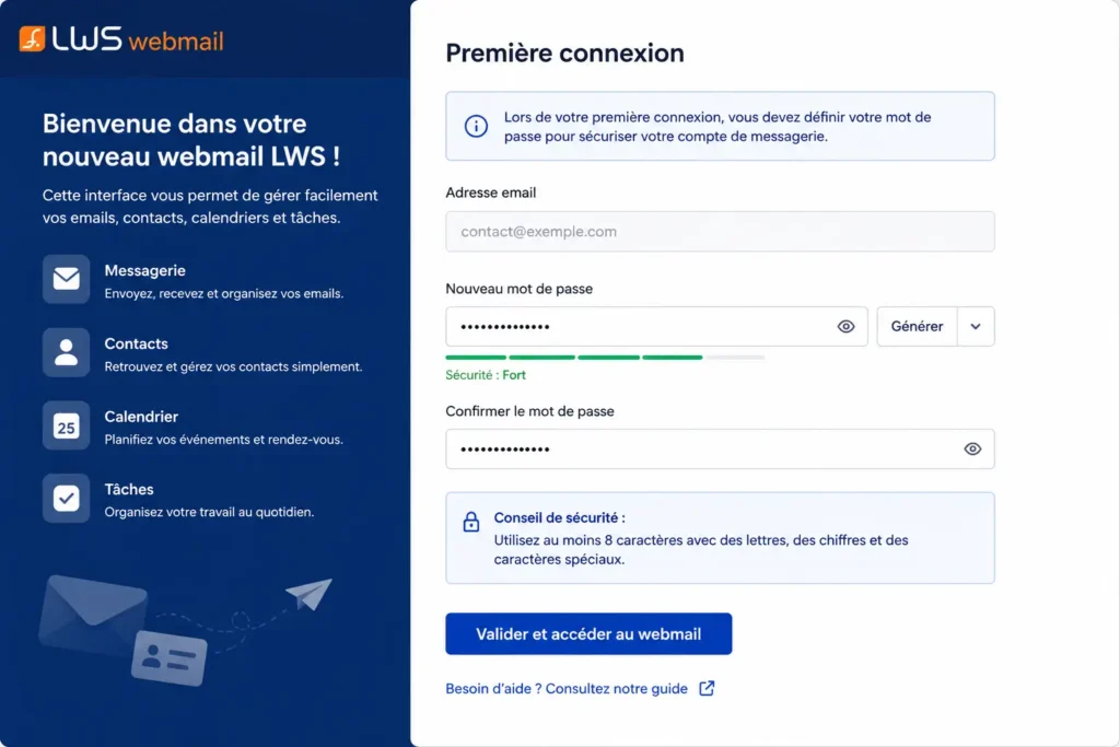 Première connexion au webmail LWS